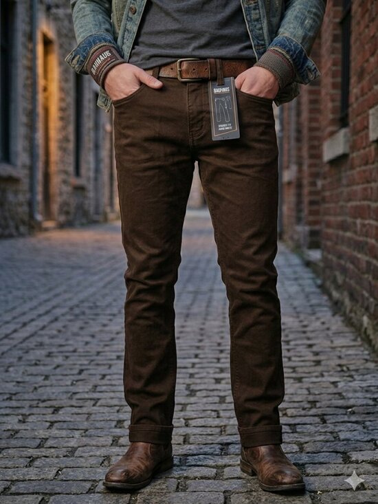 Bauhaus Other - Bauhaus Denimworks BH-3035-SKT Men's Straight Fit Pants - Brown - 28x33